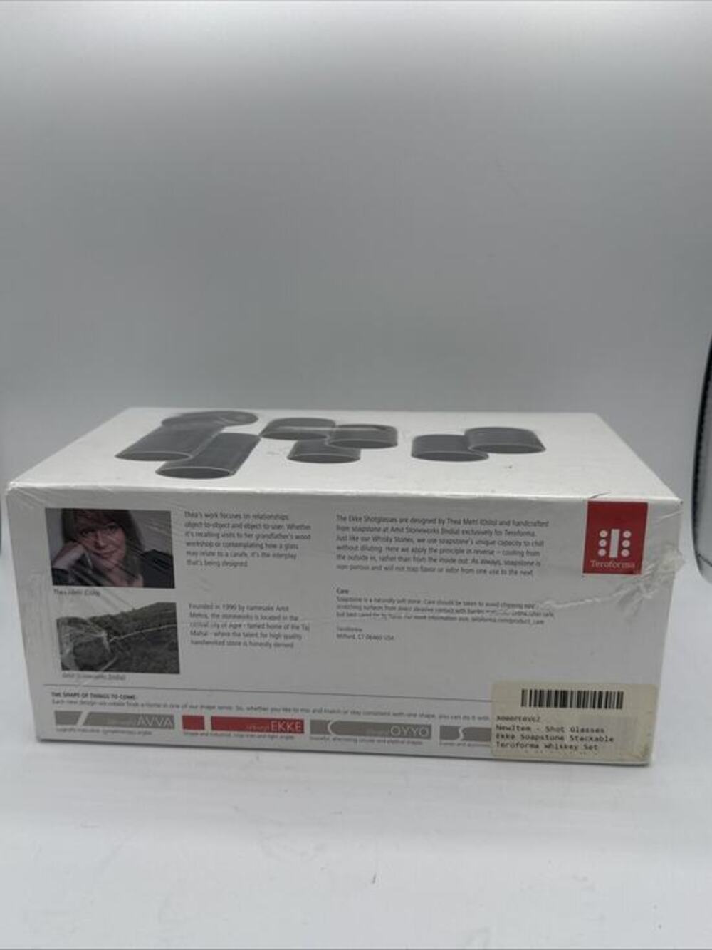 Teroforma Ekke Shot Glasses Box of 4 - 2 oz Soapstone Stackable Set NEW